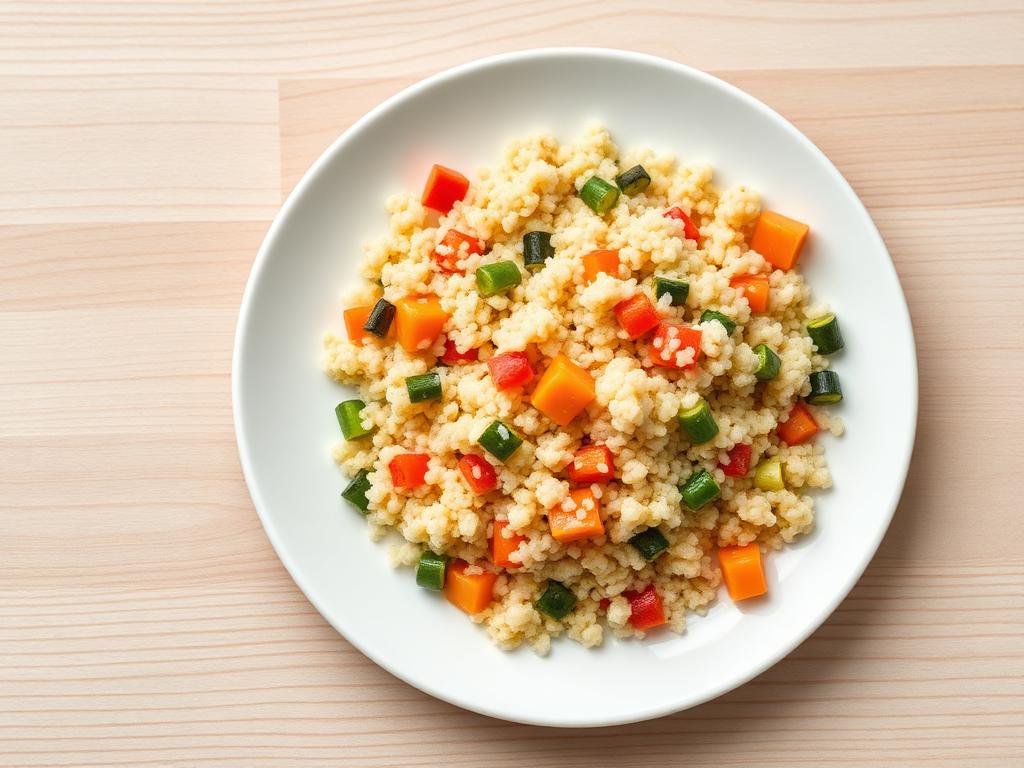 Cuscús bien hidratado con verduras blandas